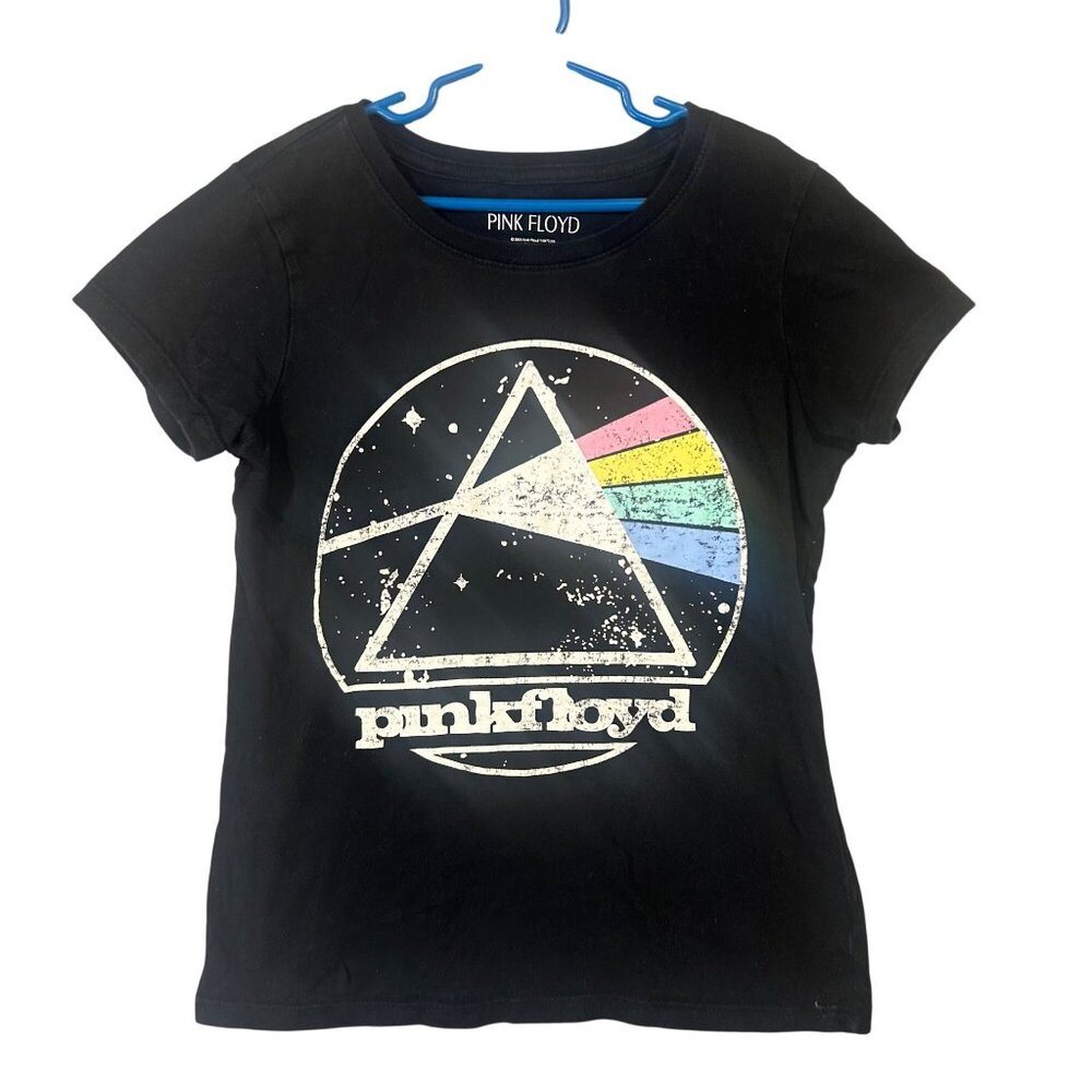 Pink Floyd Girls Dark Side Of The Moon Black Graphic T-Shirt Size 10/12 GUC